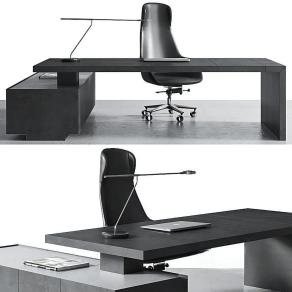 现代办公班台桌椅-D1